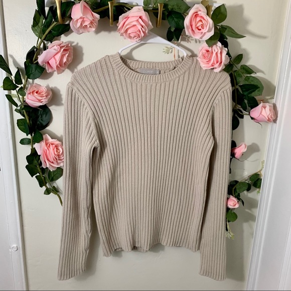 J. Crew Sweaters - J. Crew Ribbed Cream/Tan Sweater